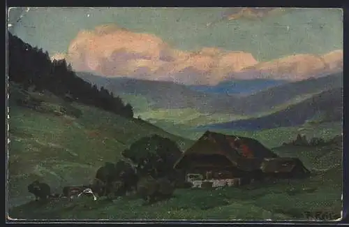 Künstler-AK Fritz Reiss: Sommer im Schwarzwald, Panorama