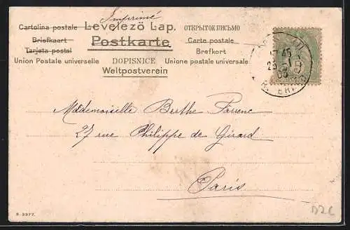Künstler-AK Catharina Klein: Vergissmeinnicht Strauss auf Tischkante