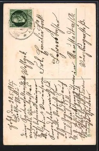 Präge-AK Vergissmeinnicht mit Anker und Klee