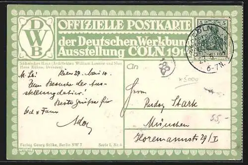Künstler-AK Köln, Deutsche Werkbund-Ausstellung 1914, Sächsisches Haus