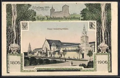 AK Nürnberg, Bayr. Jubiläums-Ausstellung 1906, Haupt.Industriegebäude