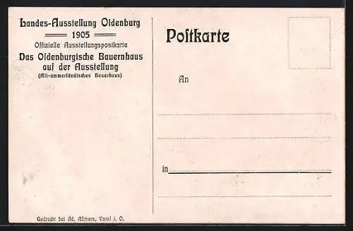 AK Oldenburg, Landes-Ausstellung 1905, Das Oldenburgische Bauernhaus