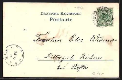 Lithographie Leipzig, Sächsisch-Thüringische Industrie- & Gewerbe-Ausstellung 1897, Aug. Polich`s Modehaus
