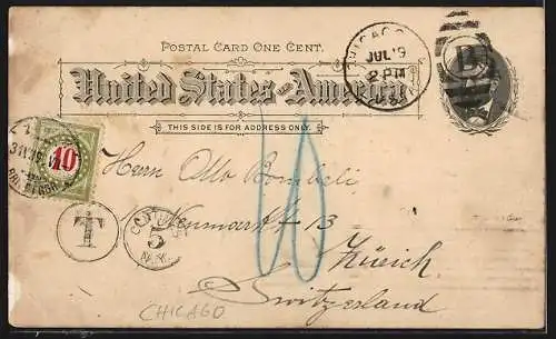 Lithographie Chicago, World`s Columbian Exposition 1893, Government Building, President Grover Cleveland