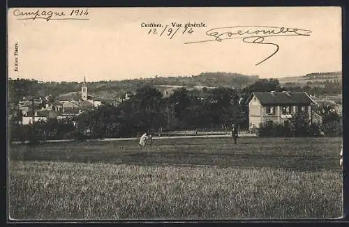 AK Custines, Vue générale du village et des collines environnantes