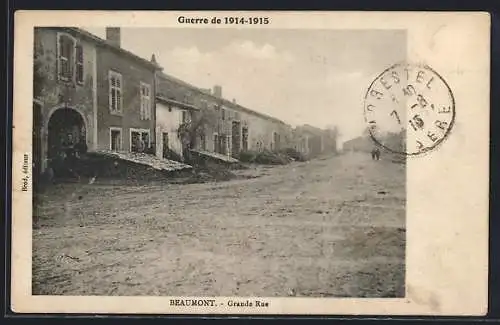 AK Beaumont, Grande Rue pendant la guerre de 1914-1915