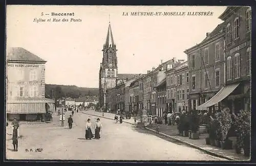 AK Baccarat, Église et Rue des Ponts