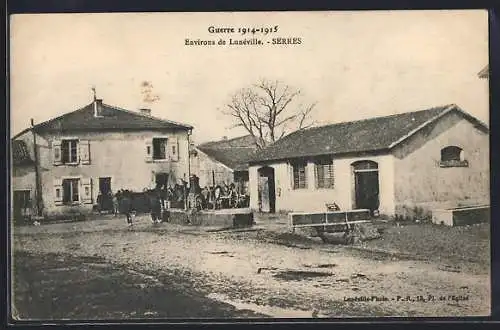 AK Serres, Scène de village avec habitants et chevaux pendant la guerre 1914-1915