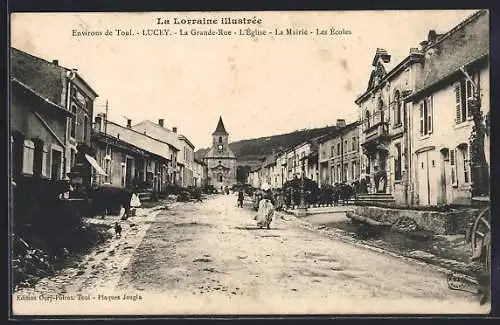 AK Lucey, La Grande-Rue avec l`église, la mairie et les écoles