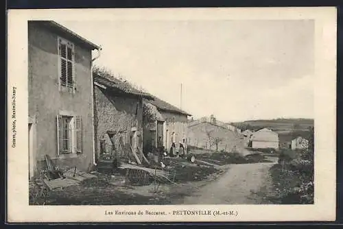 AK Pettonville, Rue de village avec maisons rurales et chemin de terre