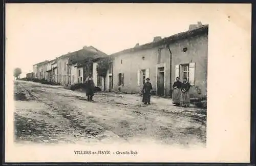 AK Villers-en-Haye, Grande-Rue avec habitants