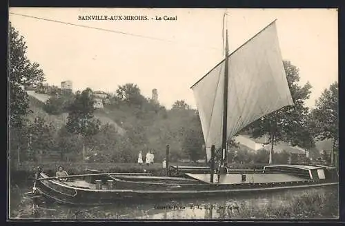 AK Bainville-aux-Miroirs, Le Canal avec bateau à voile