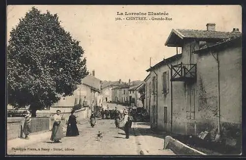 AK Ceintrey, Grande-Rue animée avec habitants et bâtiments historiques