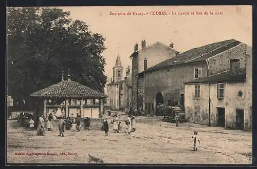 AK Ludres, Le Lavoir et Rue de la Gare