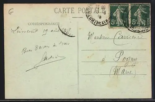 AK Lenoncourt, Grande Rue animée avec groupe de personnes