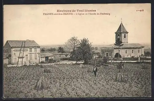 AK Pagney-derrière-Barine, L`église et l`entrée du Faubourg