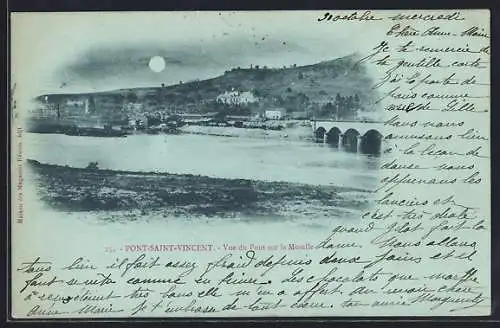 AK Pont-Saint-Vincent, Vue du Pont sur la Moselle