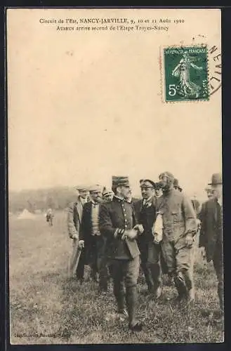 AK Nancy-Jarville, Circuit de l`Est 1910, arrivée d`Auzaux deuxième de l`étape Troyes-Nancy