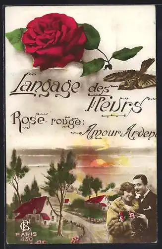 AK Langage des Fleurs, Rose rouge: Amour Ardent