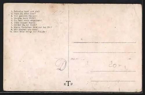 AK Briefschwalben liefern Briefe, Zielende Amorfiguren, Briefmarkensprache