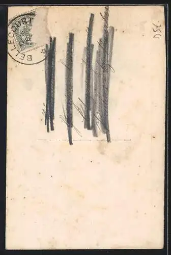 AK Langage des Timbres, Briefmarken mit Botschaften, Jünglingsportrait mit Blumen