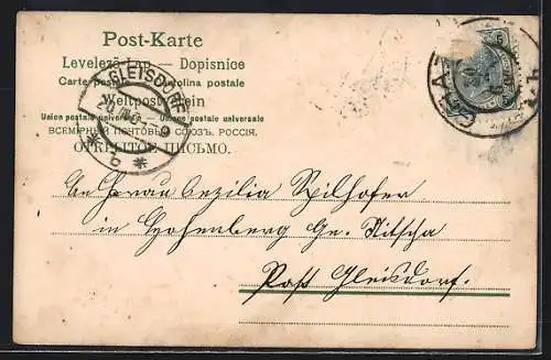 AK Fliegenpilz mit Kleeblättern