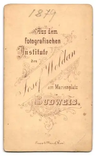 Fotografie Jos. Woldan, Budweis, Marienplatz, Kleines Kind mit Hut