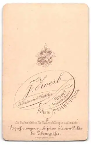 Fotografie J. Zoerb, Minden, Marienwallstr. 1, Porträt einer jungen Frau