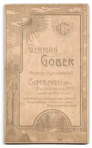 Fotografie G. Gober, Simbach a/Inn, Dultstrasse 2, Porträt eines eleganten Herrn mit Schnurrbart