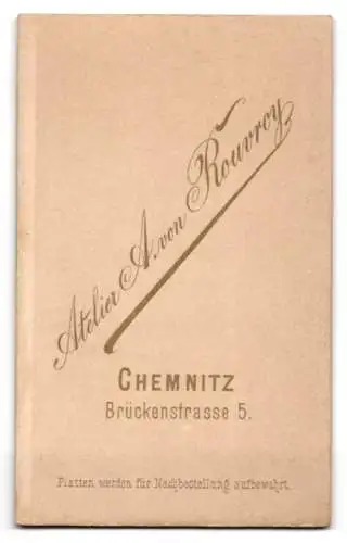 Fotografie A. von Rouvroy, Chemnitz, Brückenstrasse 5, Porträt eines Herrn mit markantem Schnurrbart