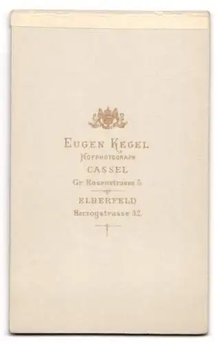 Fotografie Eugen Kegel, Cassel, Gr. Rosenstrasse 5, Porträt einer Dame