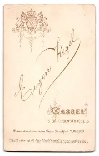 Fotografie Eugen Kegel, Cassel, Gr. Rosenstrasse 5, Porträt einer jungen Frau
