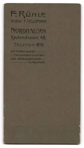 Fotografie F. Rühle, Nordhausen, Rautenstrasse 48, Porträt einer jungen Frau