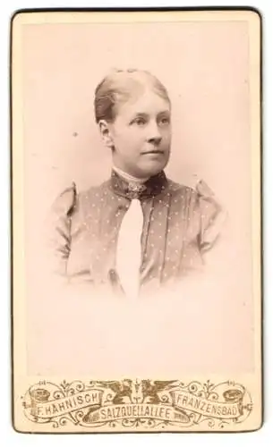 Fotografie F. Hähnisch, Franzensbad, Salzquellallee, Portrait einer Frau