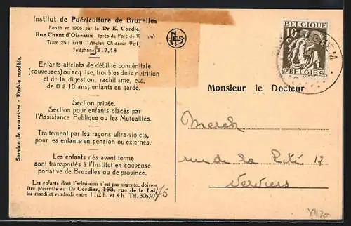 AK Bruxelles, Institut de Puériculture, Rue Chant d`Oiseaux, Une Salle de Couveuses avec enfants prématurés au berceau