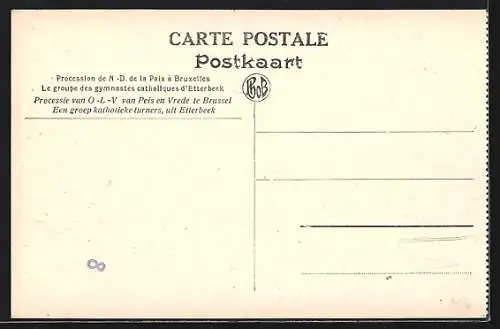 AK Bruxelles, Procession de N.-D. de la Paix, Le groupe des gymnastes catholiques d`Etterbeek