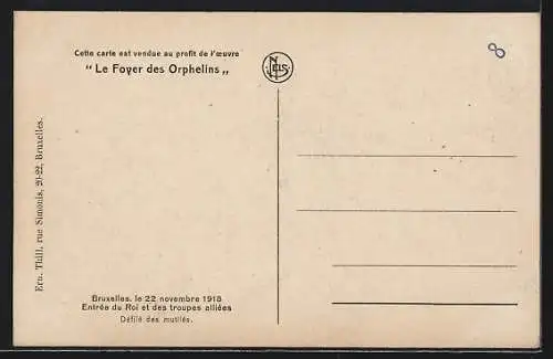 AK Bruxelles, Entrée du Roi des troupes alliées 1918, Défilé des mutilés