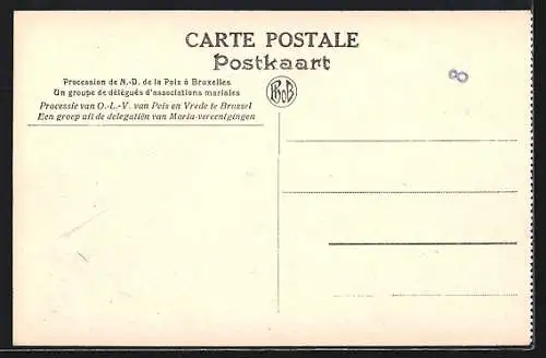 AK Bruxelles, Procession de N.-D. de la Paix, Un groupe de délégués d`associations mariales