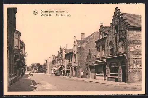 AK Dixmude, Rue de la Gare, Strassenpartie