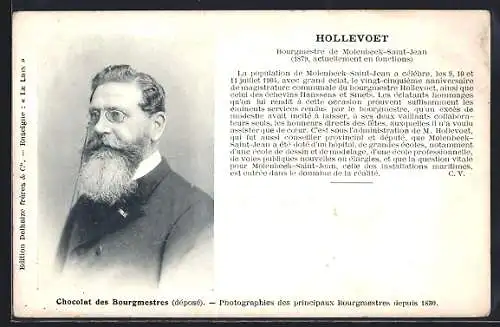 AK Molenbeek-Saint-Jean, Hollevoet, Bourgmestre 1879, Chocolat des Bourgmestres, Reklame