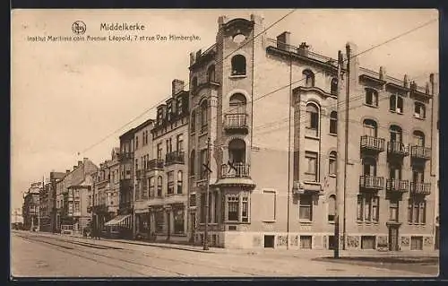 AK Middelkerke, Institut Maritime coin Avenue Léopold, 7 et rue Van Himberghe