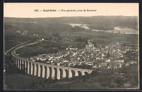 AK Saint-Satur, Vue générale prise de Sancerre