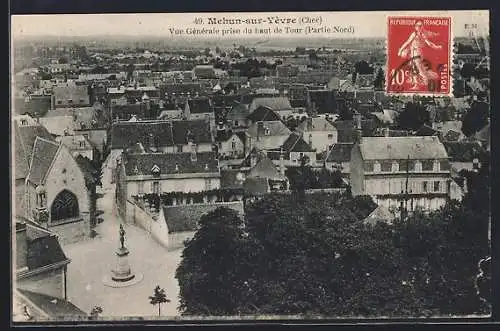 AK Mehun-sur-Yèvre, Vue Générale prise du haut de Tour (Partie Nord)