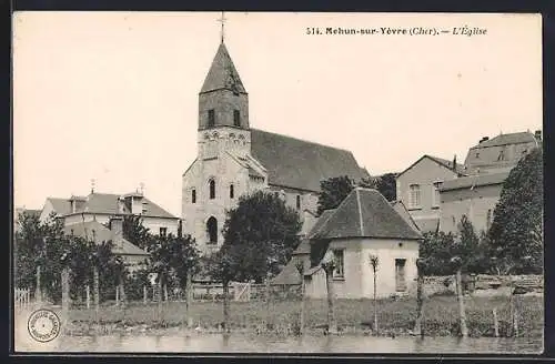 AK Mehun-sur-Yèvre, L`église et ses alentours pittoresques