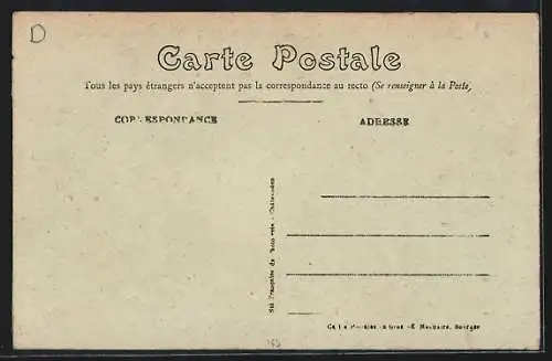 AK Nohant-en-Gout, Château de Puyverdoy avec deux hommes près de l`entrée