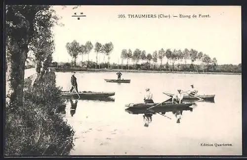 AK Thaumiers, Étang de Furet et barques sur l`eau