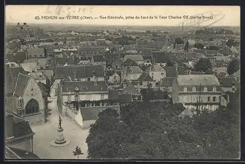 AK Mehun-sur-Yèvre, Vue générale prise du haut de la Tour Charles VII (partie Nord)