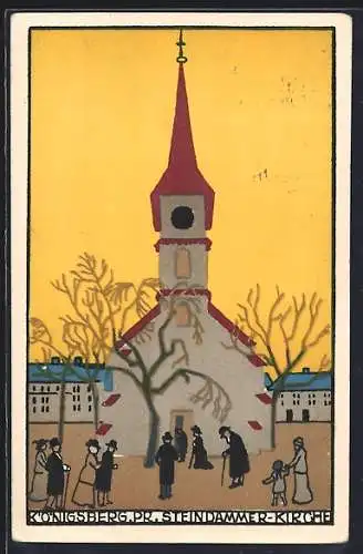 Künstler-AK sign. Gertrud Schadwinkel, Kunstgewerbl. Lehrwerkstätte O. Ewel: Königsberg, Steindammer Kirche