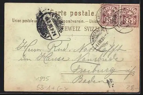 Vorläufer-Lithographie Andermatt, 1895, Hotel & Pension Krone, Panorama
