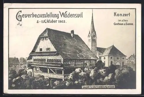 AK Wädenswil, Gewerbeausstellung 1905, Konzert im alten Gasthaus z. Sonne